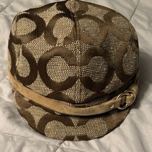 Coach Brown Signature Logo Cap with Tan Suede Band